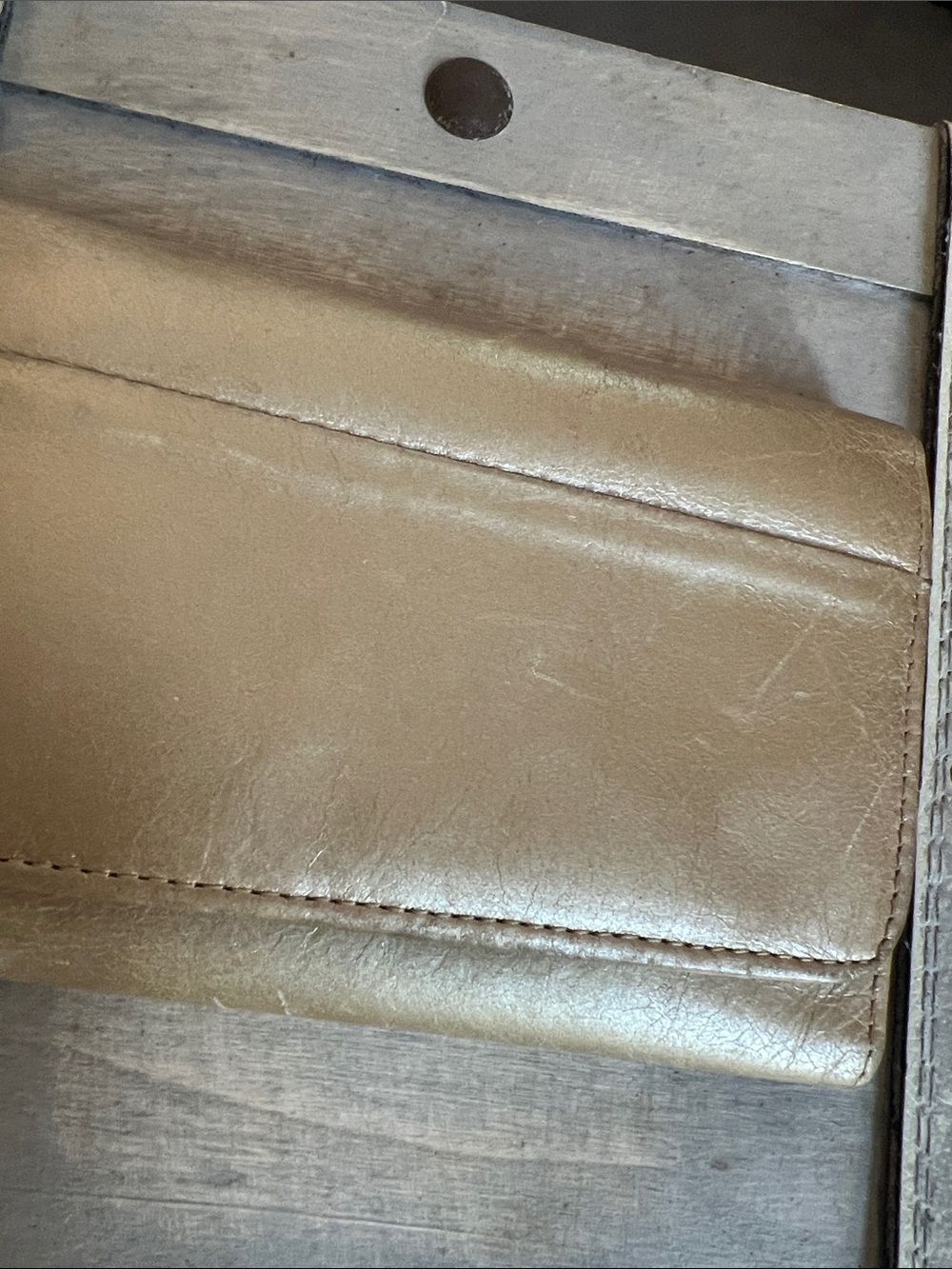 HOBO Metallic Taupe Leather Card Wallet - Picture 3 of 15